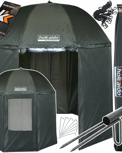 Žvejybos skėtis su pilna palapine 250cm, specialios gumos + kuoliukas!