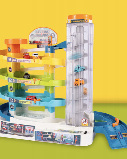 Daugiaaukštis garažas su liftu 6 automobiliukams berniukui