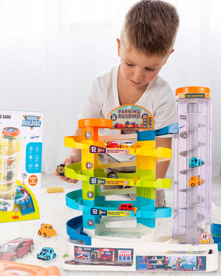 Daugiaaukštis garažas su liftu 6 automobiliukams berniukui