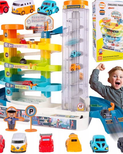 Daugiaaukštis garažas su liftu 6 automobiliukams berniukui