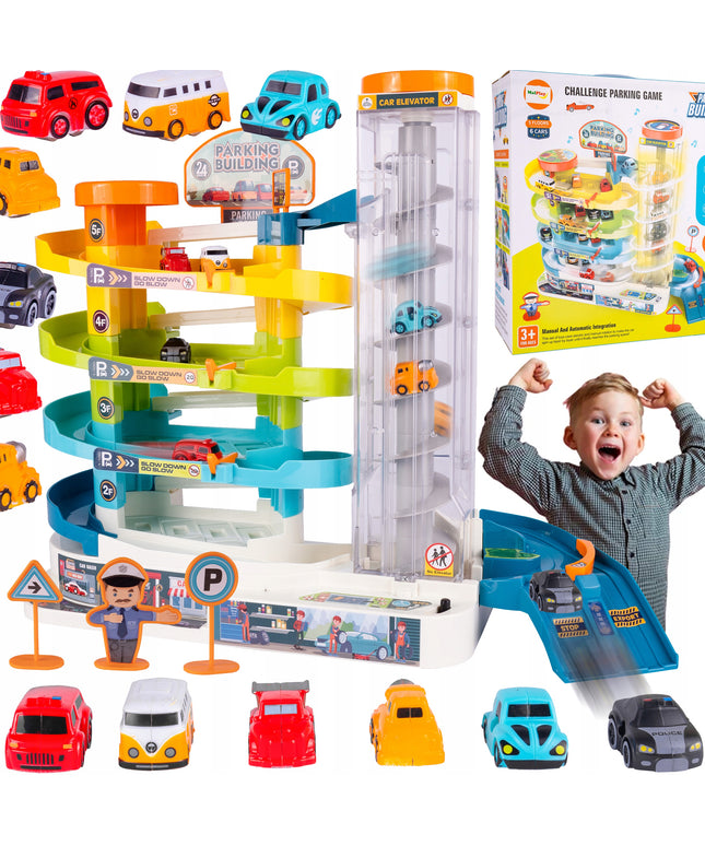 Daugiaaukštis garažas su liftu 6 automobiliukams berniukui