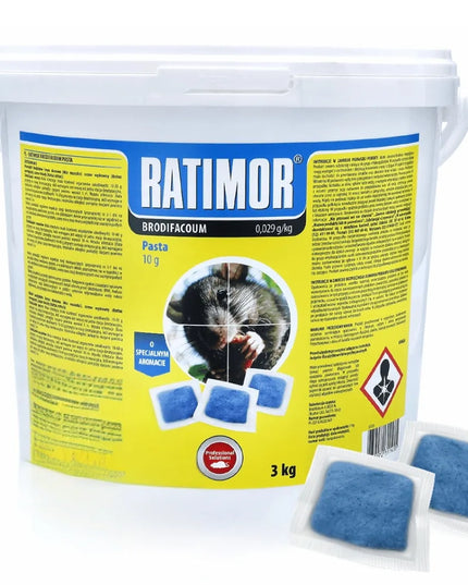 RATIMOR brodifakumo pasta – nuodai nuo pelių ir žiurkių, 3 kg