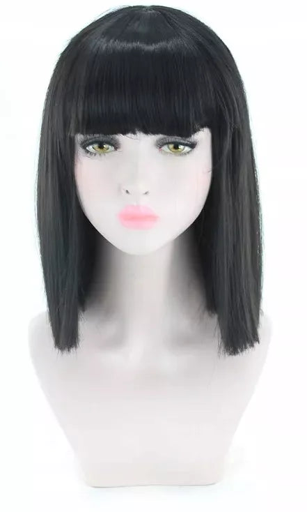 Perukas Mia Wallace Pulp Fiction Bob tiesus iki pečių su kirpčiukais