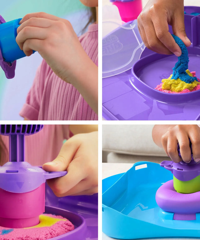 KINETINIS SMĖLIS „KINETIC SAND“ – 3 SPALVOS, FORMELĖS LAGAMINĖLYJE IR PRIEDAI, 454 G