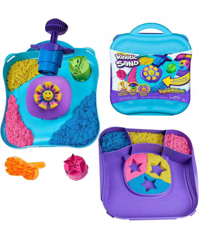 KINETINIS SMĖLIS „KINETIC SAND“ – 3 SPALVOS, FORMELĖS LAGAMINĖLYJE IR PRIEDAI, 454 G