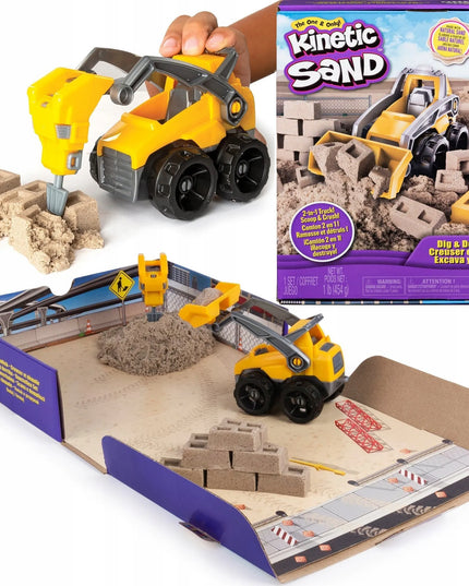 KINETINIS SMĖLIS „STATYBŲ AIKŠTELĖ SU SUNKVEŽIMIU“, KINETIC SAND, 545 G