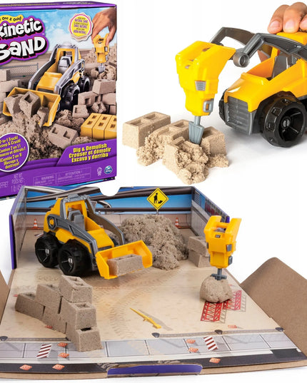 KINETINIS SMĖLIS „STATYBŲ AIKŠTELĖ SU SUNKVEŽIMIU“, KINETIC SAND, 545 G