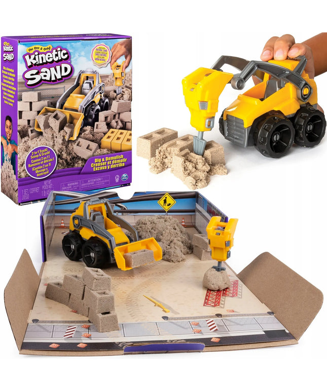 KINETINIS SMĖLIS „STATYBŲ AIKŠTELĖ SU SUNKVEŽIMIU“, KINETIC SAND, 545 G