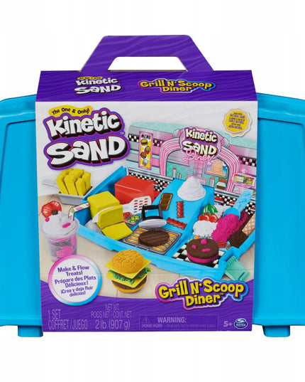 „Kinetic Sand“ kinētinio smėlio grilio restorano rinkinys lagaminėlyje su priedais, 907 g