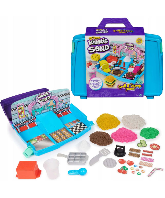 „Kinetic Sand“ kinētinio smėlio grilio restorano rinkinys lagaminėlyje su priedais, 907 g