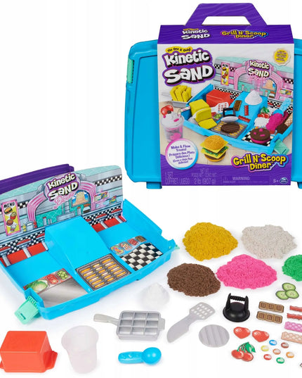 „Kinetic Sand“ kinētinio smėlio grilio restorano rinkinys lagaminėlyje su priedais, 907 g