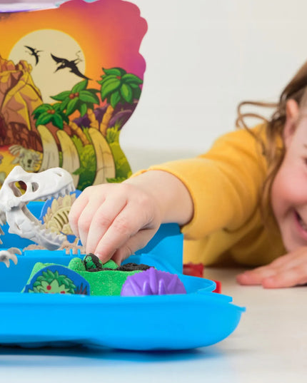 Kinetinis smėlis „T-Rex“ dinozaurų kasinėjimų rinkinys su skeletu ir priedais
