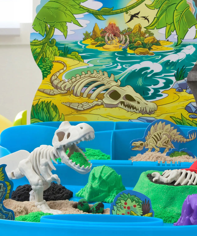 Kinetinis smėlis „T-Rex“ dinozaurų kasinėjimų rinkinys su skeletu ir priedais