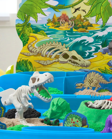 Kinetinis smėlis „T-Rex“ dinozaurų kasinėjimų rinkinys su skeletu ir priedais