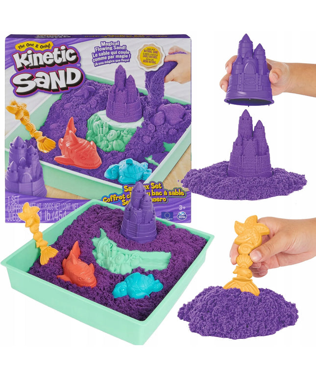 KINETINIO SMĖLIO RINKINYS „KINETIC SAND“ – PILIS, FORMELĖS IR PADĖKLAS, 454 G