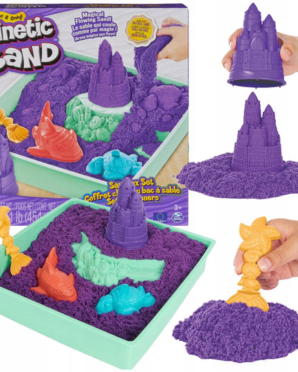 KINETINIO SMĖLIO RINKINYS „KINETIC SAND“ – PILIS, FORMELĖS IR PADĖKLAS, 454 G