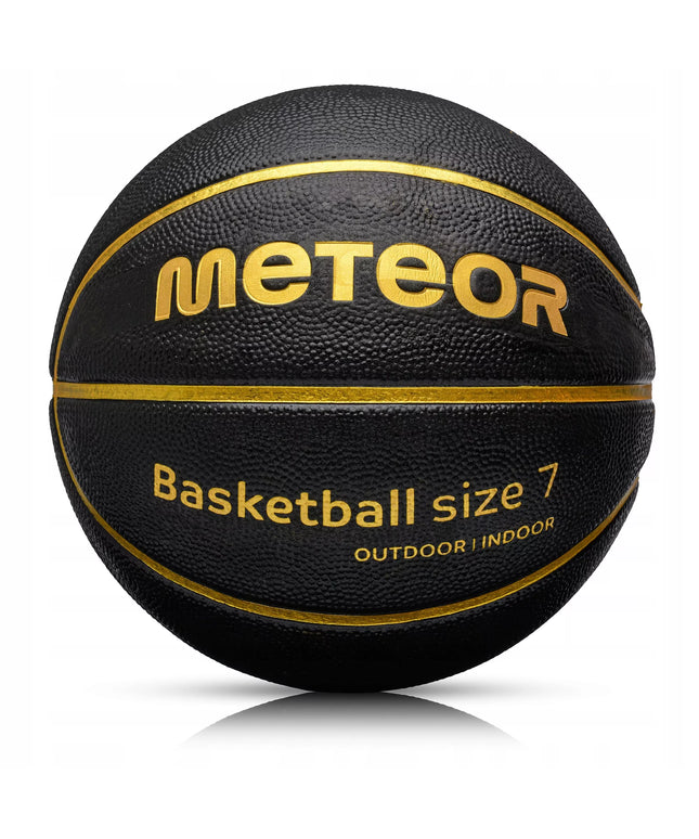 Krepšinio kamuolys Meteor Cellular 7 treniruočių, juodas ir auksinis