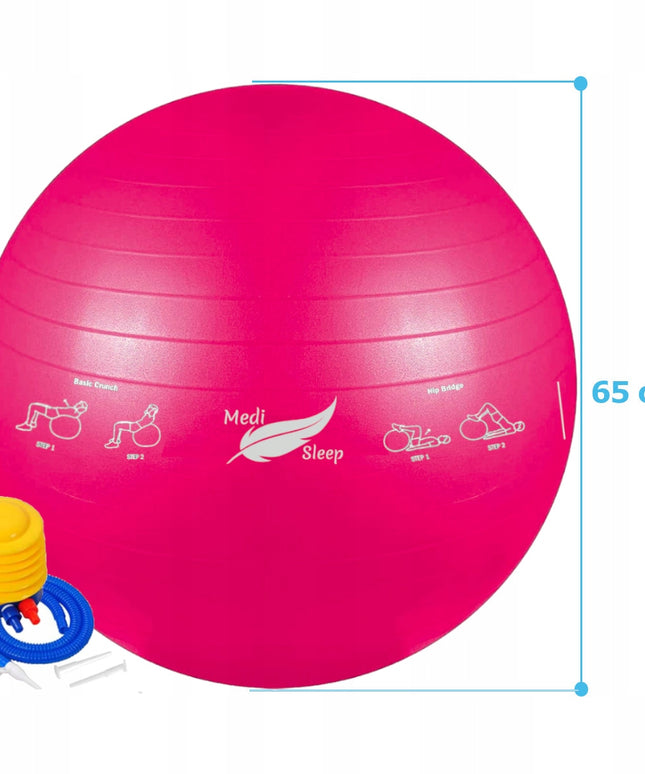 Reabilitacinis gimnastikos kamuolys pratimams, treniruotėms, fitnesui su pompa, 65cm