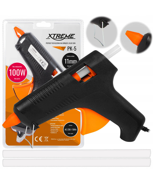 Karšto klijavimo pistoletas 100W 11mm galingas pistoletas + 2 klijų lazdelės rinkinys