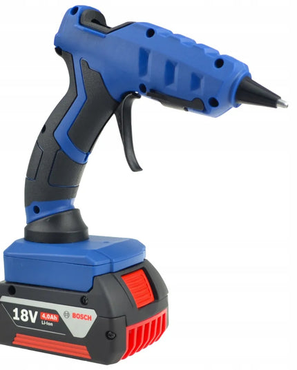 Akumuliatorinis karštų klijų pistoletas suderinamas su Bosch 18V baterijomis + klijai dovanų