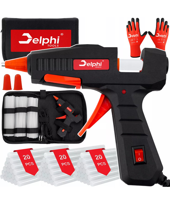 Delphi tools karštų klijų pistoletas 100W su 60 klijų pieštukų 7mm