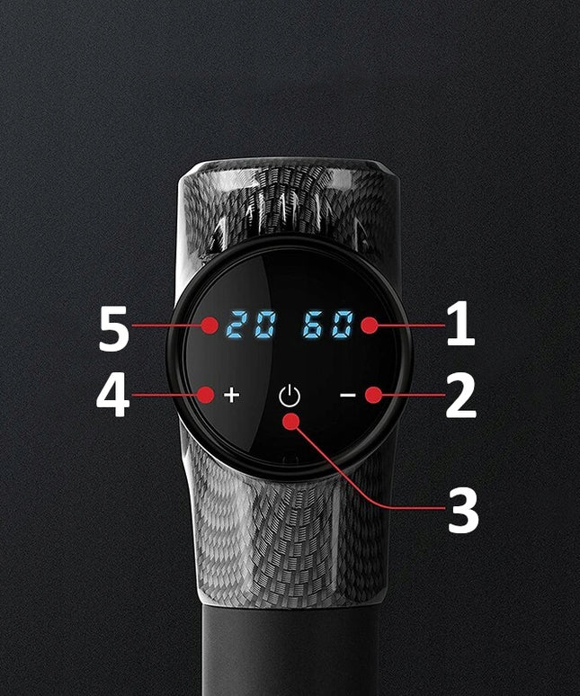 Masažinis pistoletas nugarai ir kūnui, masažuoklis MASSAGE GUN PRO rinkinys su 10 antgalių