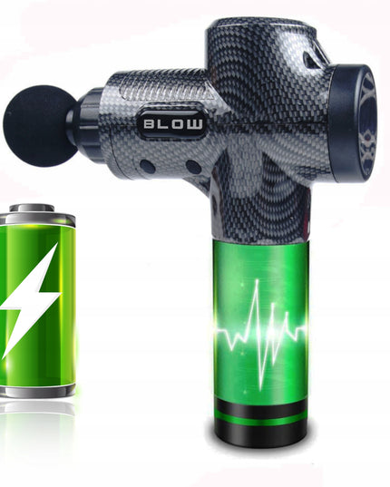 Masažinis pistoletas nugarai ir kūnui, masažuoklis MASSAGE GUN PRO rinkinys su 10 antgalių
