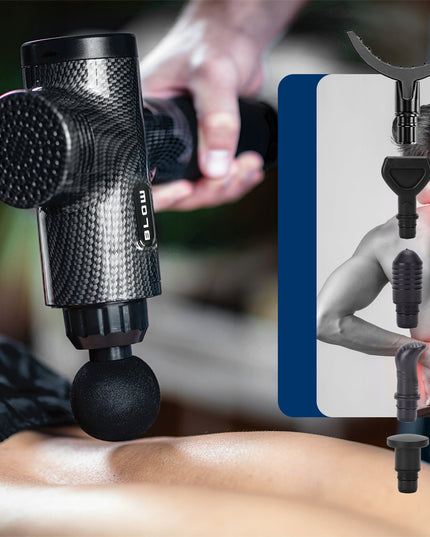 Masažinis pistoletas nugarai ir kūnui, masažuoklis MASSAGE GUN PRO rinkinys su 10 antgalių