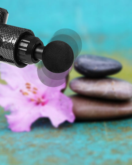 Masažinis pistoletas nugarai ir kūnui, masažuoklis MASSAGE GUN PRO rinkinys su 10 antgalių