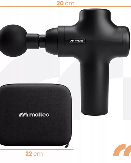 Nugaros, kūno ir pėdų masažo pistoletas Maltec BodyBeat Go su dėklu ir 6 antgaliais