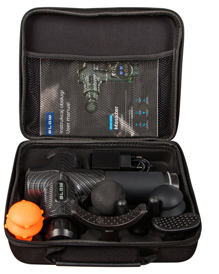 Masažinis pistoletas nugarai, kūnui, pėdoms. Masuoklis. MASSAGE GUN PRO su 10 antgalių