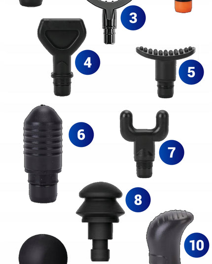 Masažinis pistoletas nugarai, kūnui, pėdoms. Masuoklis. MASSAGE GUN PRO su 10 antgalių