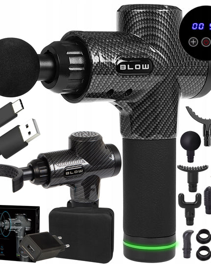 Masažinis pistoletas nugarai, kūnui, pėdoms. Masuoklis. MASSAGE GUN PRO su 10 antgalių