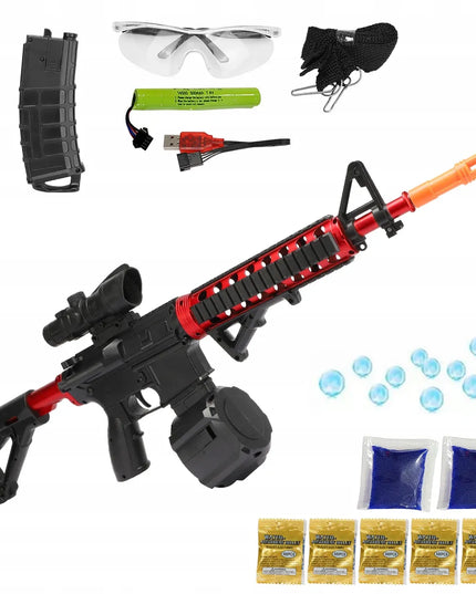 Automatinis žaislinis M4A1 šautuvas su geliniais rutuliukais, didelis XL rinkinys, 20 000 rutuliukų