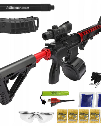 Automatinis žaislinis M4A1 šautuvas su geliniais rutuliukais, didelis XL rinkinys, 20 000 rutuliukų