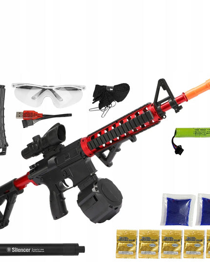 Automatinis žaislinis M4A1 šautuvas su geliniais rutuliukais, didelis XL rinkinys, 20 000 rutuliukų
