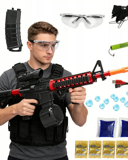 Automatinis žaislinis M4A1 šautuvas su geliniais rutuliukais, didelis XL rinkinys, 20 000 rutuliukų