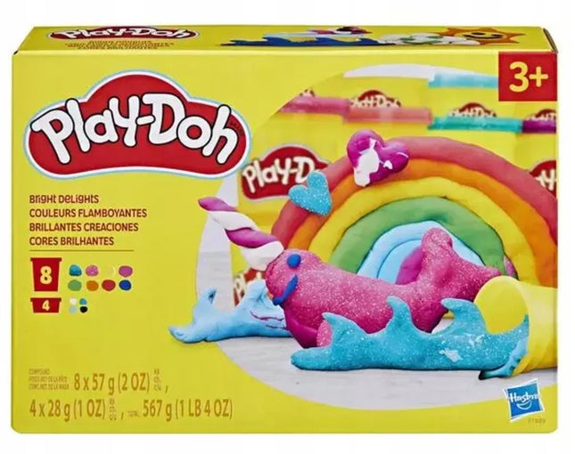 PLAY-DOH modelinas, 12 indelių, įvairių spalvų, su blizgučiais
