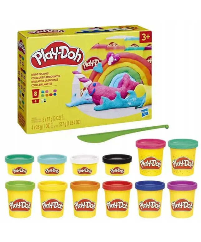 PLAY-DOH modelinas, 12 indelių, įvairių spalvų, su blizgučiais
