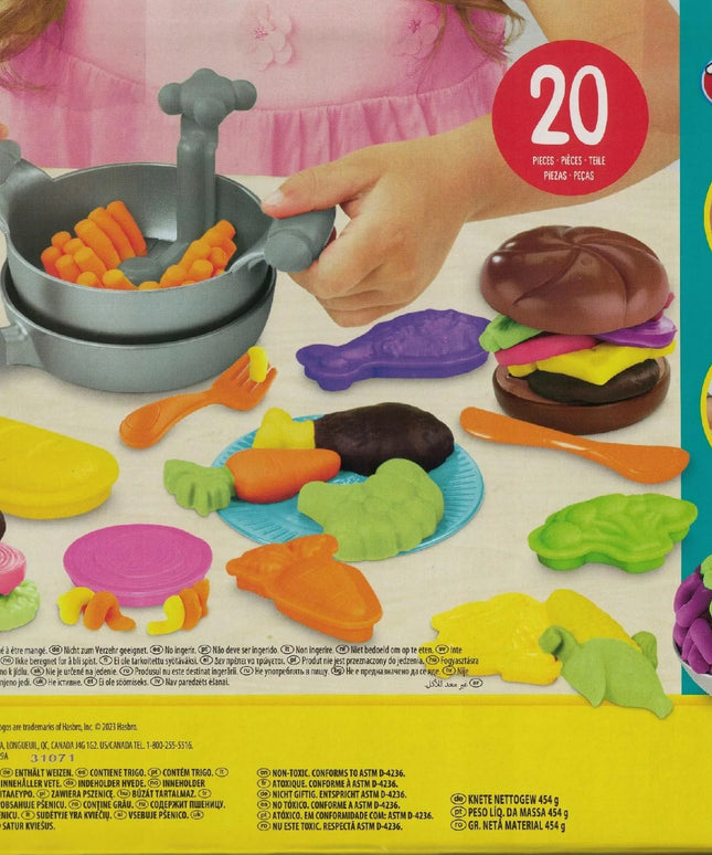 „Play-Doh“ pietų rinkinys XXL, 6 modelino indeliai ir 20 priedų, F8119