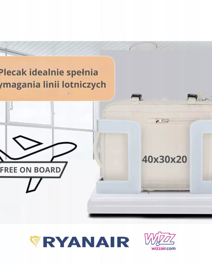 KELIONINĖ KUprinė KABININĖ 40x30x20 USB-C RANKINIS BAGAŽAS LĖKTUVUI RYANAIR