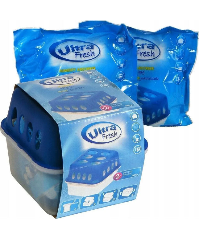 ULTRA FRESH drėgmės sugėriklis su dviem 400 g papildymais patalpoms ir automobiliams
