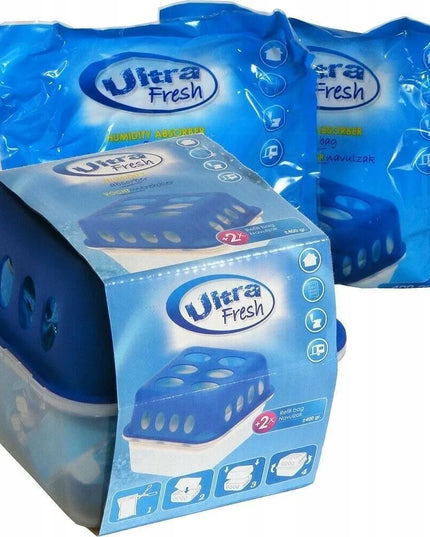 ULTRA FRESH drėgmės sugėriklis su dviem 400 g papildymais patalpoms ir automobiliams