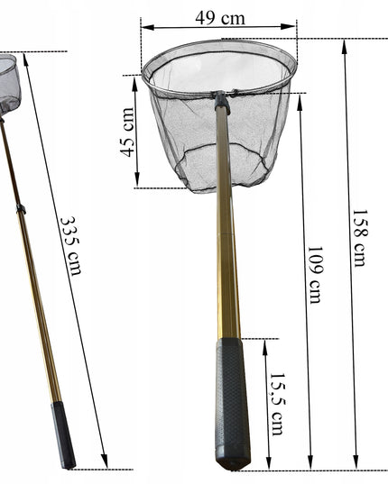 Teleskopinis meškeriojimo graibštas itin ilgas 335 cm