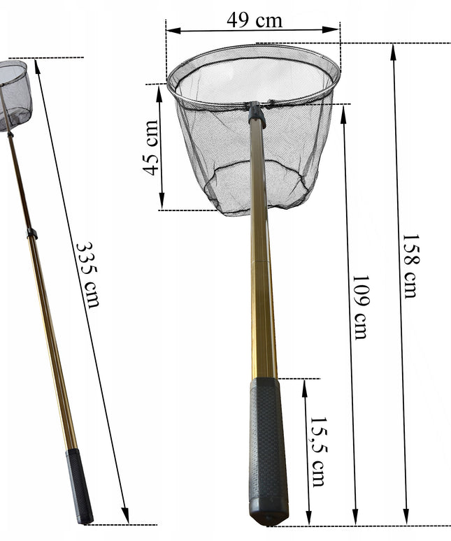 Teleskopinis meškeriojimo graibštas itin ilgas 335 cm