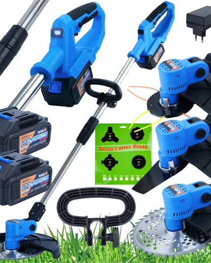 Akumuliatorinė žoliapjovė Black 21V, 2x4Ah akumuliatoriai, diskas, peilis, galvutė, rinkinys