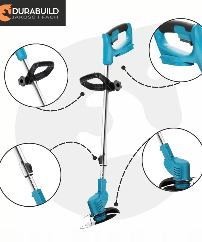 Akumuliatorinė žoliapjovė DURABUILD 1000 W 2x akumuliatoriai