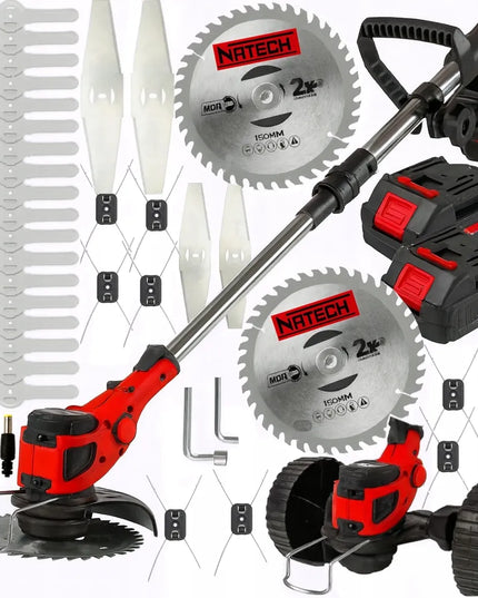 Akumuliatorinė žoliapjovė NATECH 1000W bešepetėlinė su 2 baterijomis