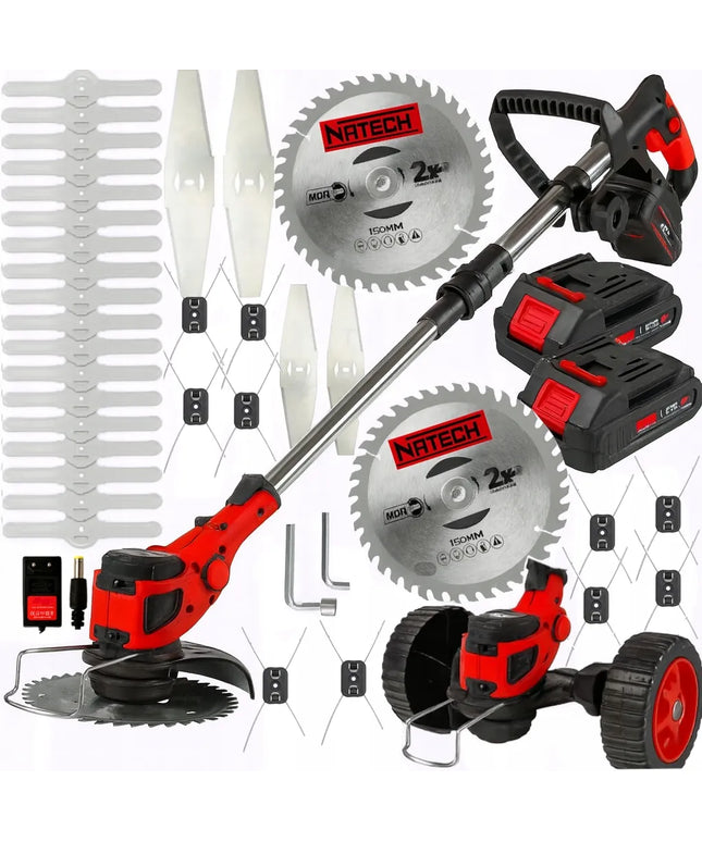 Akumuliatorinė žoliapjovė NATECH 1000W bešepetėlinė su 2 baterijomis