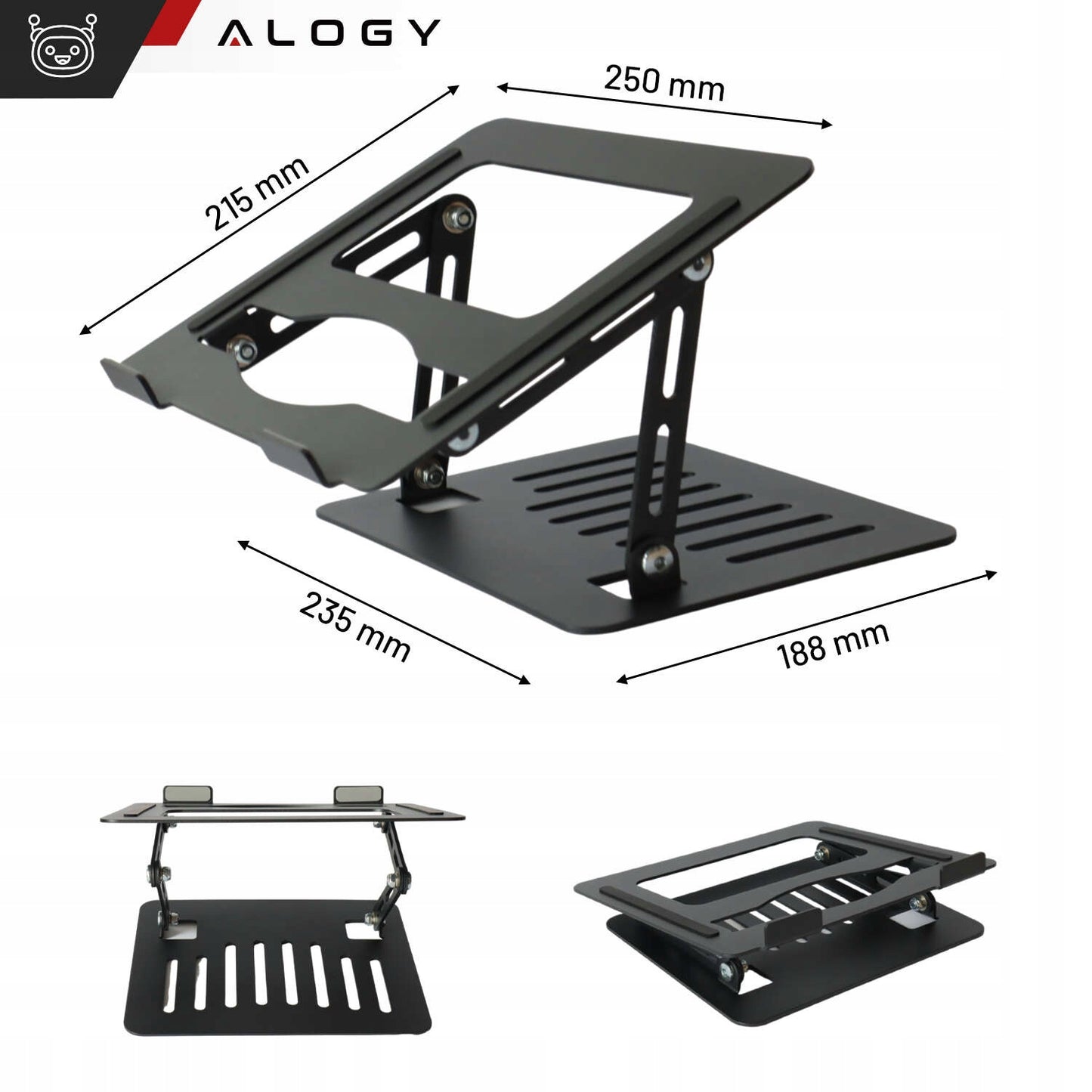 Stovas nešiojamam kompiuteriui / Ergonominis staliukas nešiojamam kompiuteriui pagal darbu saugos reikalavimus Alogy